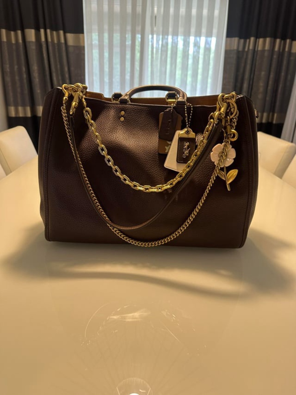 Coach Rogue 39 Pebble Leather Tote Bag in maple - Picture 11 of 11